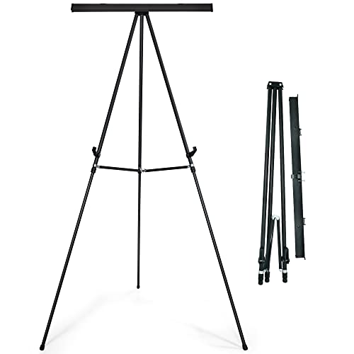 Falling in Art 63 1/2'' Lightweight Aluminum Flip Chart Display Easel Stand | Presentation Easel with Adjustable Floor for Boardroom, Whiteboard, Paper Pads, Signage, Black - style: Black 1-Pack