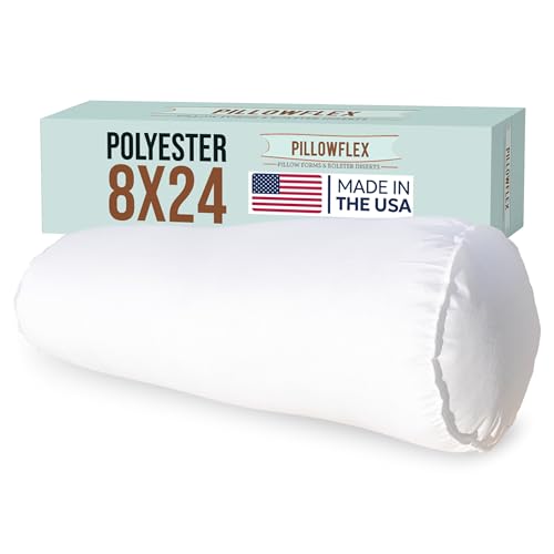 Pillowflex White Bolster Pillow Insert 8x24 in - Soft White Decorative Sham - size: 8 Inch by 24 Inch