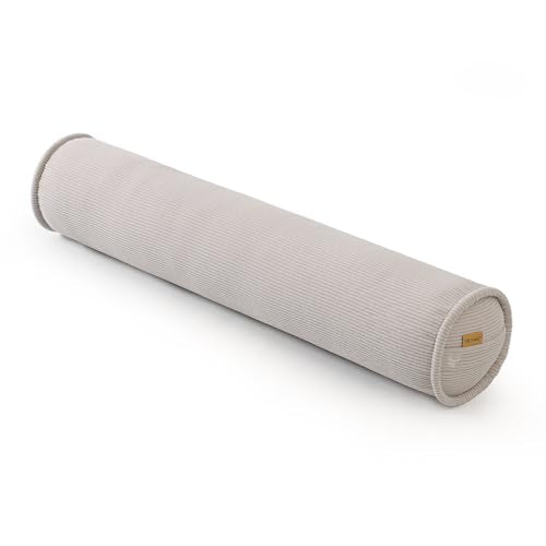 Long Bolster Pillow for Bed – Soft Corduroy Body Pillow for Adults, Ergonomic Full-Length Support for Better Sleep,47 x 7.87 Inches,Beige Gray - color: Beige Gray, size: 47"x7.87"