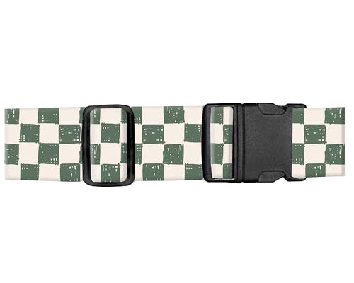 Luggage Straps for Suitcases, Adjustable Travel Belt, Durable Wide Luggage Strap, Cute Suitcase Strap Identifiers with Buckle, Bag Straps for Luggage, Green White Plaid - color: Green White Plaid