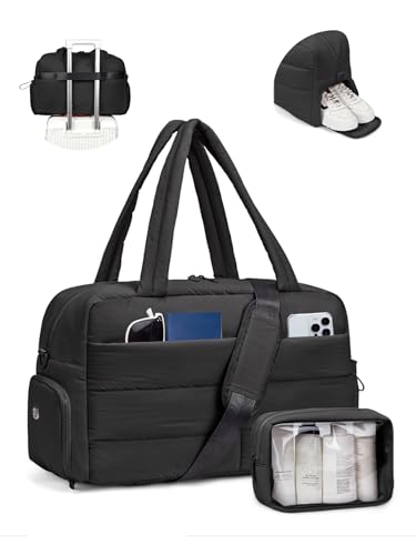 Gitus Travel Duffle Bag for Women Puffer Weekender Bags Carry on Gym Bag - color: Black