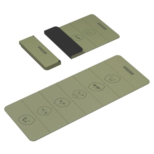 TPE Yoga Mat Foldable 8mm Thick Light Non-Slip for Home/Gym/Travel - color: Green+Black