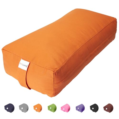 Pranayama Yoga Bolster Meditation Pillow - color: Tango, size: Rectangular 28" x 12" x 8"