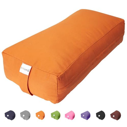 Pranayama Yoga Bolster Meditation Pillow - color: Tango, size: Rectangular 28" x 12" x 8"