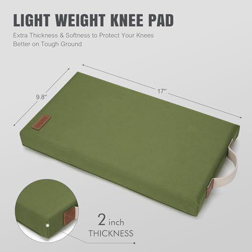 HappyPicnic Extra Thick Kneeling Pad, 1 Pack, Green, 17.5 x 11 x 2in | Soft High-density Foam knee Support, with Handle, Easy to Clean, for Gardening, Yoga, Prayer, Housework, Exercise - color: Green