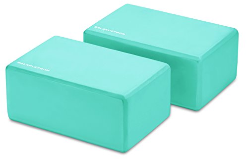 Fitvids Set of 2 High Density Yoga Blocks, 9"x6"x4" Each - color: Green