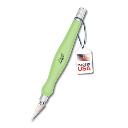 Excel Blades Fit Grip Craft Knife With #11 Ultra-Sharp Carbon Steel Angled Blade – Precision Hobby Knife With Contoured Rubberized Grip For DIY, Art Crafts, And Model Projects – Green, Made in the USA - color: Green