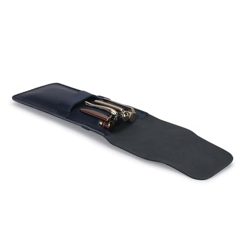 Leather Pen Sleeve Case for Fountain Pens, Multi Pen Holder Organizer, Handmade Full Grain Leather Pouch, Durable Protective Pen Cover, Classic Pen Storage Gift (Blue) - color: Blue