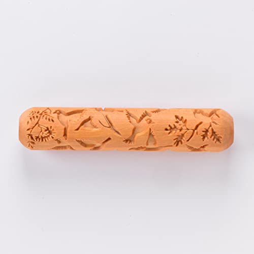 MKM Pottery Tools Wood Big Hand Rollers for Clay (BHR-120 Flock of Birds) - color: BHR-120 Flock of Birds