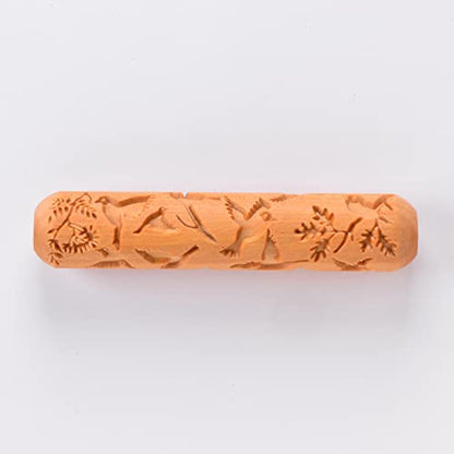 MKM Pottery Tools Wood Big Hand Rollers for Clay (BHR-120 Flock of Birds) - color: BHR-120 Flock of Birds
