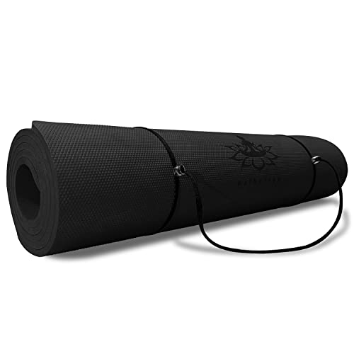 Hatha Yoga TPE Yoga Mat 72"x 27"x1/3" Non-slip Exercise Mat | Thick Eco-friendly Workout Mat for Home, Yoga, Pilates & Floor Workouts - color: black