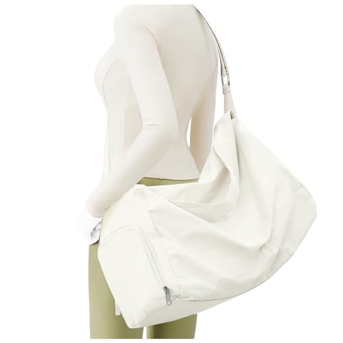 Small Gym Bag with Shoe Compartment, Workout Sport Duffle Bag for Women Travel, Waterproof Shoulder Overnight Bags Lightweight Carry on Tote Bags for Swim, Yoga, Dance - color: A-Beige, size: Small