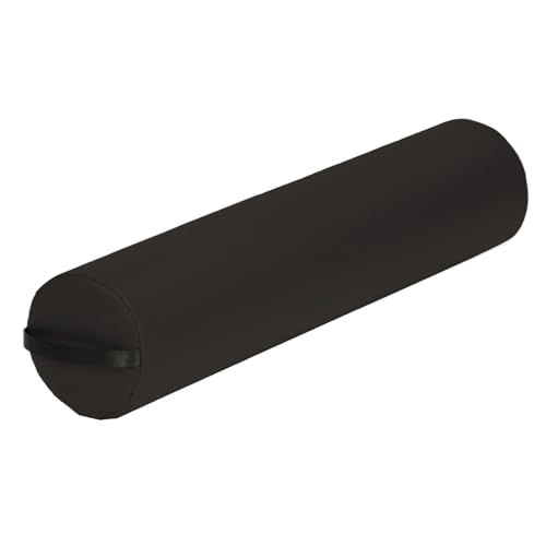 EarthLite Massage Bolster Pillow Full Round – Durable, Easy to Clean 100% PU Upholstery incl. Strap Handle/Professional Quality CFC-Free/Back Pain Relief - color: Black