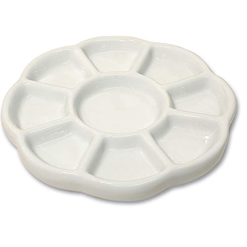 The Beadsmith Ceramic Mixing Palette, Sunflower Design Paint Holder, Arts & Crafts Accessories Organizer, 5.5" x 5.5" x .5", 9 Compartments (4 Palettes) - size: 5.5"