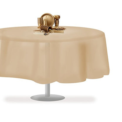 Beige 1 Pack Premium Disposable Plastic Tablecloth 84" Inch Round Table Cover - color: Beige, size: 1 Pack 84" Round