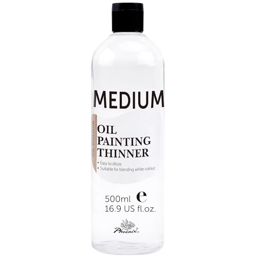 PHOENIX Oil Paint Thinner - 16.9 Fl Oz. / 500ml Bottle Oil Brush Cleaner | Odorless Painting Diluent, Mineral Spirits Refined Solvent, Painting Medium for Artists - style: Paint Thinner 16.9 Fl Oz.