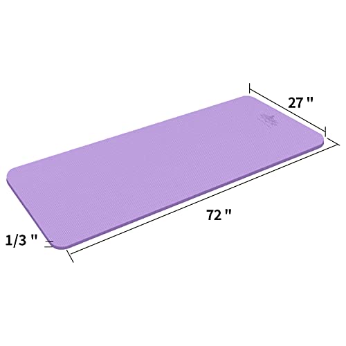 Hatha Yoga TPE Yoga Mat 72"x 27"x1/3" Non-slip Exercise Mat - color: purple