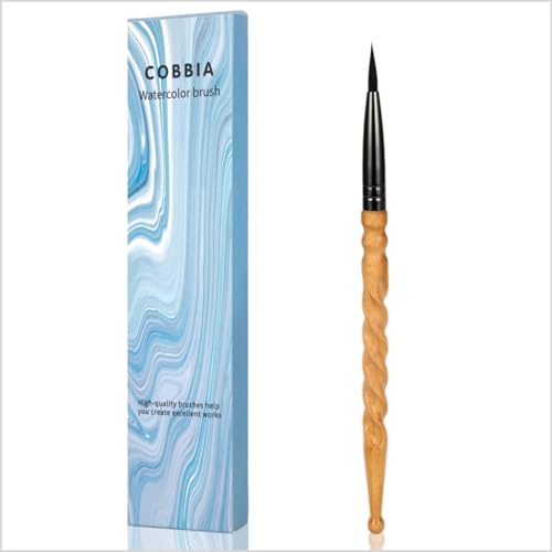 Round Watercolor Brush Size 4 - Professional Squirrel Hair Artist Brush for Watercolor, Acrylic & Gouache - Features a Hand-Carved Spiral Handle for Precision Detail and Small Washes - size: Size 4