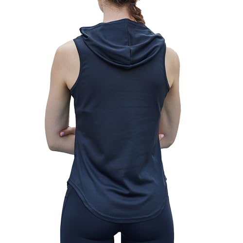Womens Workout Hooded Tank Yoga Tops Running Shirts Quick Dry Gym Sleeveless Hoodie - color: 1 Pack: Black, size: X-Small