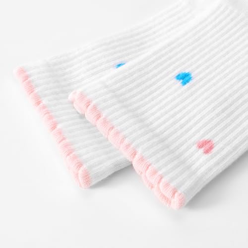 Women's Pilates Grip Socks, Ruffle Non Slip Bow Pattern Yoga Socks | Grippy, Frilly Trim, Embroidery, Crew Length, Soft Cotton, Arch Support, for Barre Ballet Dance Workout Hospital Home Gifts - color: D01-white + Black