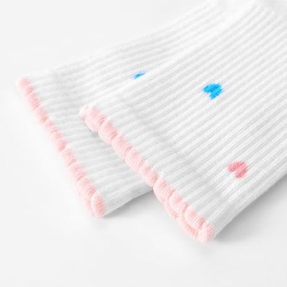 Women's Pilates Grip Socks, Ruffle Non Slip Bow Pattern Yoga Socks | Grippy, Frilly Trim, Embroidery, Crew Length, Soft Cotton, Arch Support, for Barre Ballet Dance Workout Hospital Home Gifts - color: D01-white + Black
