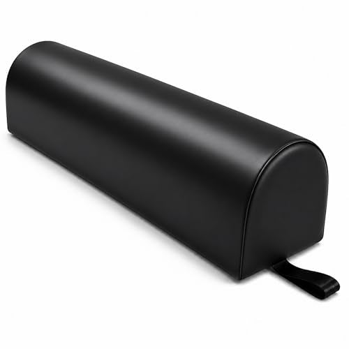 3/4 Round Massage Bolster Pillow 22 x 7 x 7 Inch, Professional Massage Table Bolster Cushion, Support Pillow for Spa, Physical Therapy, Chiropractic, Knee & Leg Support, Black