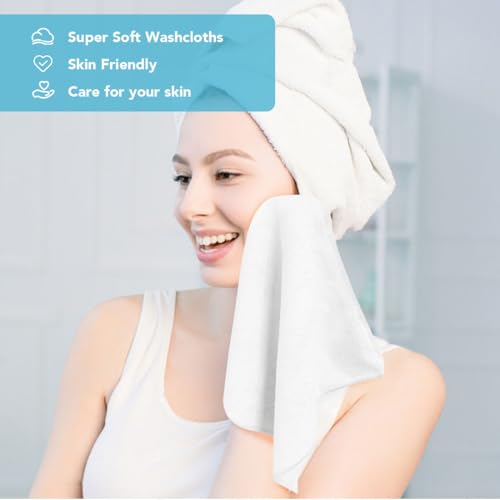 Orighty Washcloths Bulk, 200 Pack Microfiber Face Towels, 12x12 Inch White - color: White