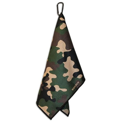 RokFit Gym & Golf Towel – Multi-Use, Quick-Dry, Durable Utility Towel with Bold Graphic and Carabiner Clip (Camo) - color: Camo