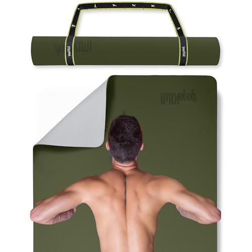 Gogokiwi Extra Wide Yoga Mat for Men Women (72"L x 36"W) Non Slip Fitness & Exercise Mat with Alignment Marks for Yoga, Pilates, Floor Workouts - color: Olive Green, size: Standard (1/4 Inch Thick)