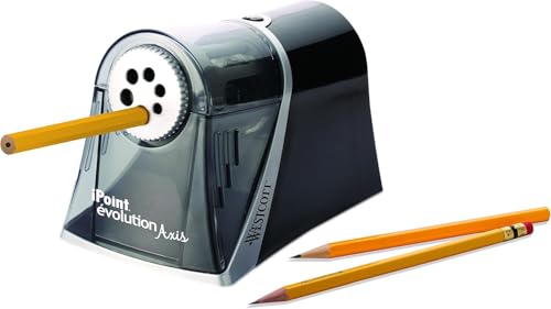 Westcott iPoint Evolution Axis Heavy Duty Electric Pencil Sharpener for Classroom, Black and Silver - size: Pack of 1, style: iPoint Evolution Axis