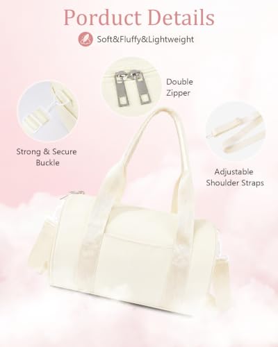 Small Gym Bag for Women, 11L Mini Duffle Bag with Shoe Compartment, Wet Pocket & Yoga Mat Holder, Lightweight Carry On Sport Bag for Gym, Yoga, Dance & Overnight Trips - Beige - color: Beige