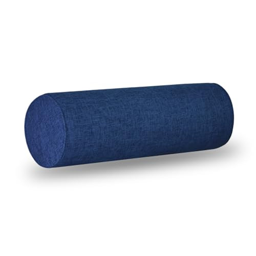 Tinbolunce Neck Roll Pillowcases with Zipper - Full Moon Bolster/Round Cylinder Pillow Case Cover for Bedroom, Living Room, Sofa - Solid Color Cervical Throw Pillow Covers - color: Blue, size: 6" x 18"