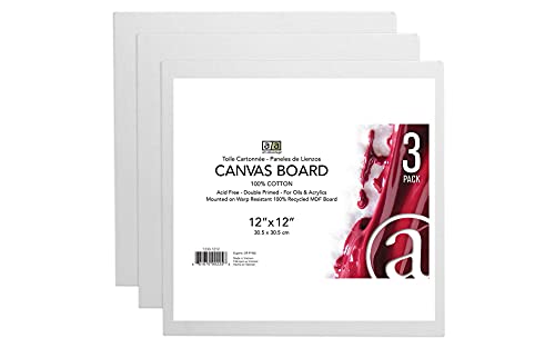 12-Inch by 12-Inch Canvas Board, 3-Pack (1230-1212) - size: 12-inch x 12-inch, 3 Pack