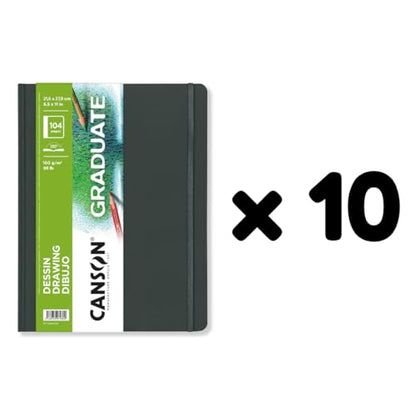 Canson Graduate Drawing Paper Hard Cover Art Journal, 8.5" x 11", 98 lb. (160gsm), Artist Paper for Pencil, Ink, Pen, and Marker Illustration, 52 Sheets/Sketch Book, Class Pack of 10, 520 Sheets Total - size: 8.5x11 (Pack of 10)