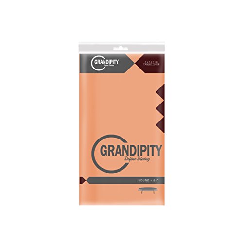 Peach 1 Pack Premium Disposable Plastic Tablecloth 84" Inch Round Table Cover - color: Peach, size: 1 Pack 84" Round