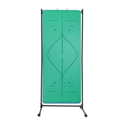 TFCFL Yoga Mat Holder Hanging, Floor Rolling Yoga Mat Cart on Wheels, Metal Storage Rack, 50lbs Capacity, 4pcs 9.8" Hooks, Adjustable Spacing for Home Gym, Fitness Club,Yoga Studio (Black)