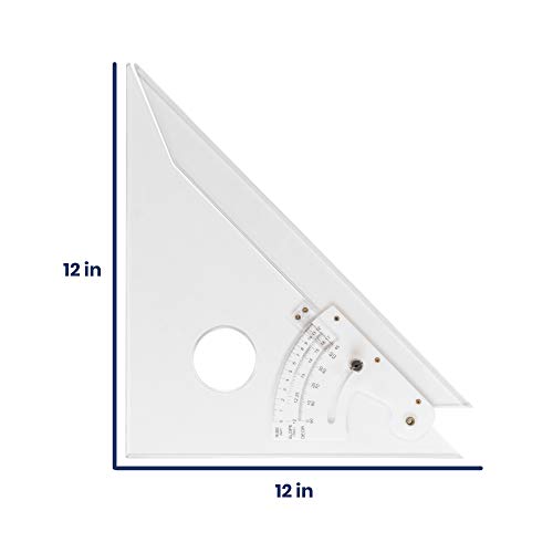 Pacific Arc Adjustable 12 Inch Triangle Plain Edge for Drafting, Architect, Engineer - style: 12 inch