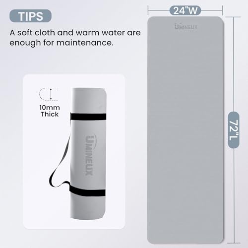 Umineux Non Slip Yoga Mat 72"x24" Exercise & Fitness Mat For Women and Men - color: Gray & Black, size: 10MM