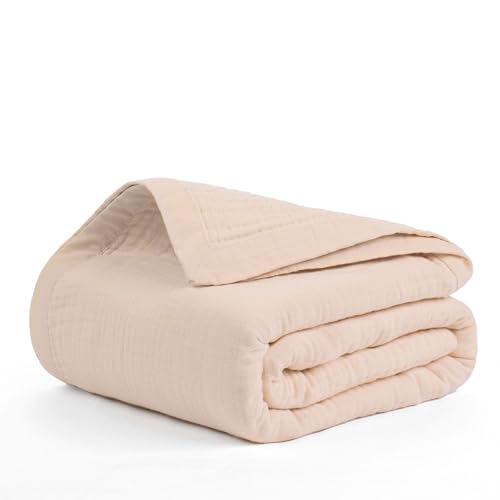 Salt Earth 100% Cotton Gauze 55"X75" Twin 4 Layered Blanket- Parchment | Premium Muslin Blanket for Couch,Bed,Living,Summer Lightweight, All Seasons Blankets & Throws, Boho,Travel & Skin Friendly - color: Parchment, size: 55"X75" Twin