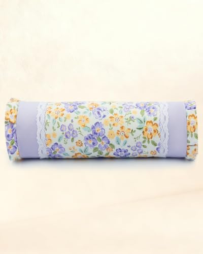 Neck Pillow for Sleeping - Buckwheat Hull Pillow Adjustable Cervical Roll Pillow 15.7" x4.7”, Cylinder Pillow for Neck Support, Round Neck Pillow Bolster with Removable Cover, Purple - color: Flower-purple