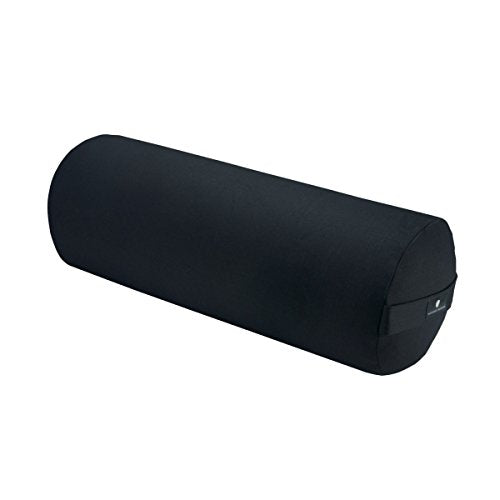 Hugger Mugger Round Yoga Bolster - Firm Round Shape, Higher Profile, Great Under Knees, Soft Support, Handmade in The USA - color: Black