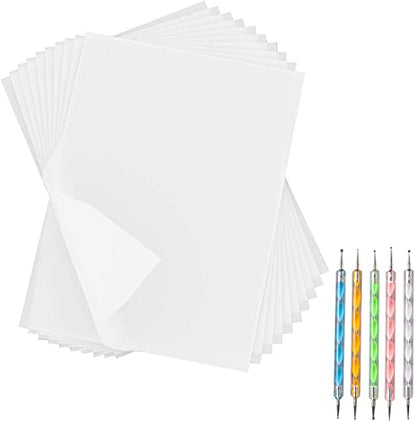 50 Sheets Carbon Paper White Graphite Paper Transfer Tracing Paper and 5 Pieces Ball Embossing Styluses for Wood, Paper, Canvas and Other Art Craft Surfaces (White-50) - color: White
