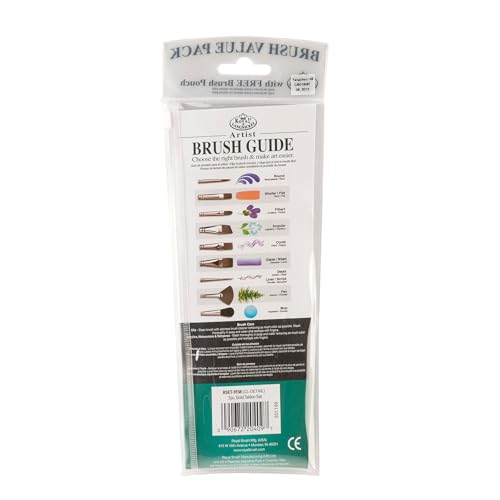 Royal & Langnickel RSET-9158 Royal Zip N' Close Gold Taklon Clear Acrylic Handle Detail Brush Set, 10.5 x 3.9 x 0.5, Multicolor, 7-Piece