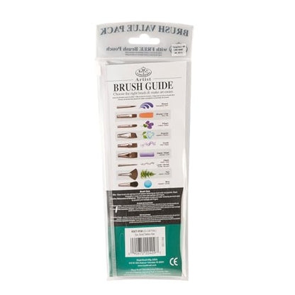 Royal & Langnickel RSET-9158 Royal Zip N' Close Gold Taklon Clear Acrylic Handle Detail Brush Set, 10.5 x 3.9 x 0.5, Multicolor, 7-Piece