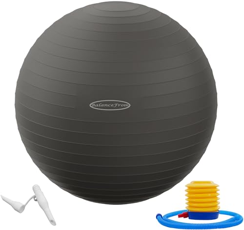 Fitvids Anti-Burst and Slip Resistant Exercise Ball Yoga Ball Fitness Ball Birthing Ball with Quick Pump - color: Gray, size: S(15-18in/38-45cm)