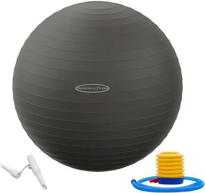 Fitvids Anti-Burst and Slip Resistant Exercise Ball Yoga Ball Fitness Ball Birthing Ball with Quick Pump - color: Gray, size: S(15-18in/38-45cm)