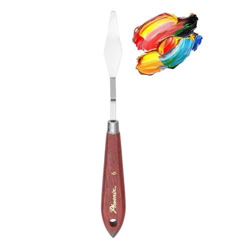 MECCANIXITY Pack of 1 Palette Knife No.6, 9.4" Long Palette Knives with Stainless Steel Flexible Spatula Pallet Knife and Wood Handle for Scraping, Mixing, Oil Acrylic Painting Canvas - style: No.6