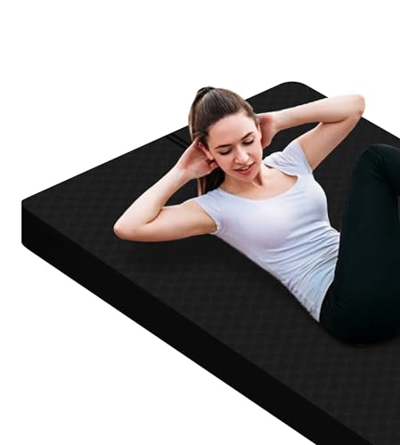 nuveti Large Exercise Mat - 15mm/20mm/30mm Thick Yoga Mat | Workout Mat for Fitness, Yoga, Pilates, Stretching & Floor Exercises for Women & Men with Free Carrying Bag - color: Black, size: 200X100X30MM