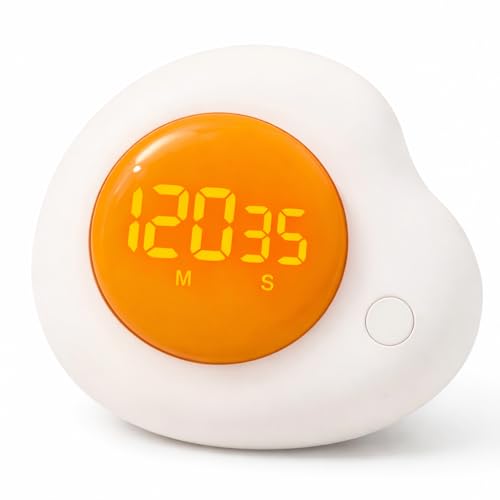 Egg-Shaped Kitchen Timer, Twist Dial Magnetic Kitchen Timers for Cooking, LCD Digital Display, Easy to Use, 180-minute Countdown Timers for Eggs, Bacon & Everyday Cooking