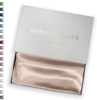 SUNDAYSILKS™ 100% 멀베리 실크 베개 커버, 머리카락과 피부를 위한 실크 베개 커버, 새틴 베개 커버보다 우수함, 지퍼 포함, 표준, 퀸, 킹 사이즈, 주름 방지, 냉각, 미끄럼 방지 실크 베개 커버 - color: 누드 샴페인, size: 1 Pack Standard Pillowcase (20" x 26")
